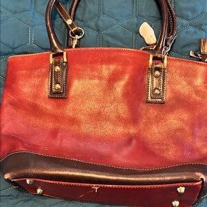 Chic Red and Brown Shoulder Bag